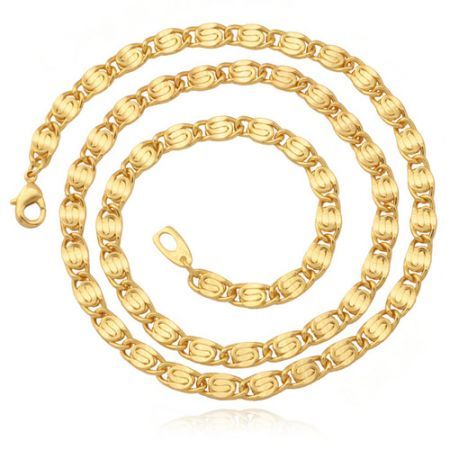 18k figaro 55cm 6mm u7 chunky filled stamp chain necklace gold
