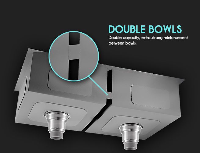 Premium Stainless Steel Kitchen Sink with 5 sound deadening pads to