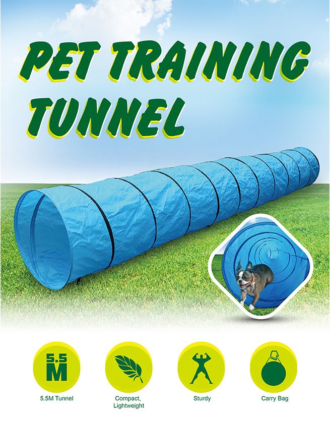 5.5M Portable Pet Dog Agility Training Exercise Tunnel Chute with Carry