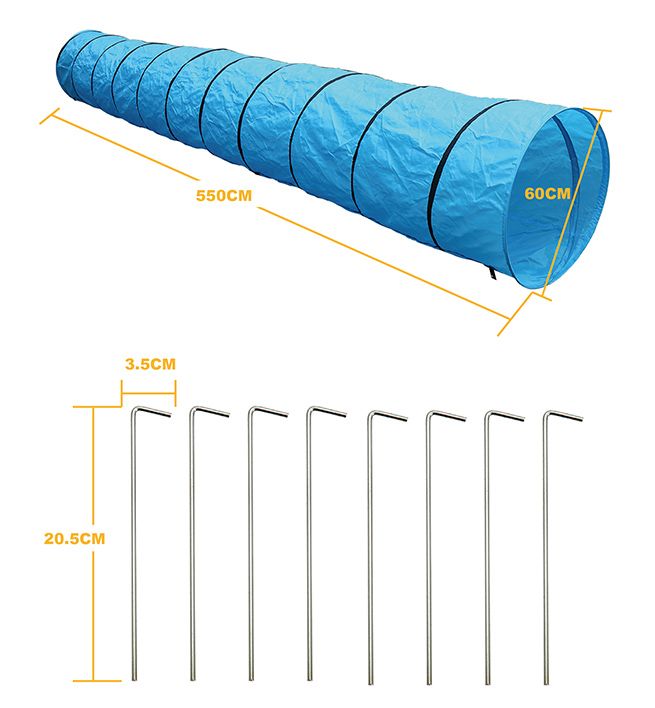 5.5M Portable Pet Dog Agility Training Exercise Tunnel Chute with Carry