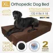 Big Paws Memory Foam Extra Large Dog Bed Orthopedic Dog Beds Cushion Bolster - Brown