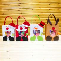 White Snowman+ Red Snowman+ Moose+ Santa Claus Holiday Christmas Handbag Candy Gift Bag