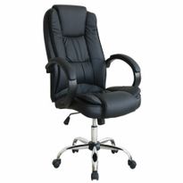 High Back Adjustable PU Leather Executive Office Chair with Arm Rests - Black - 7307_BK