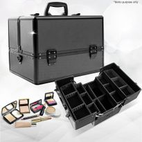 Metis Large Portable Cosmetic Beauty Makeup Carry Case Box with Adjustable Compartments - Matt Black