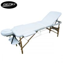 Genki Portable 3-Section Massage Table Chair Bed Foldable with Carry Bag - High Density Foam - White