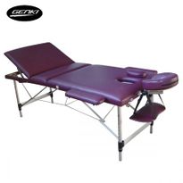Genki Portable Massage Table Bed - Foldable & Adjustable - Aluminium  - Burgandy