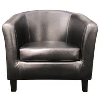 Brown Faux Leather Tub Chair