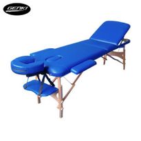 Genki Portable 3-Section Massage Table Chair Bed Foldable with Carry Bag - High Density Foam - Blue