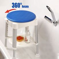 Shower Stool with Rotating Safety Seat