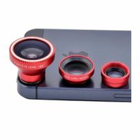 Magnetic Detachable Fish-Eye Wide Angle Micro Lens 3-in-1 Kits Black for iPhone Samsung