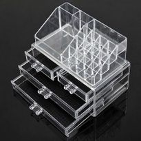 Free shipping! Clear Acrylic Cosmetic Makeup Display Organizer Jewellery Box 4 Drawer Storage