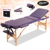 Genki Foldable 3-Section Massage Table with Carry Bag-Violet
