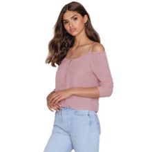 Haoduoyi Women Cold Shoulder Single Breasted Blouse