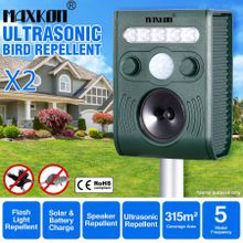 2x Ultrasonic Bird Animal Repeller Solar Powered Repellent