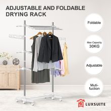 Foldable Clothes Airer Drying Rack Indoor Outdoor Laundry Hanger W/ 6 Wheels