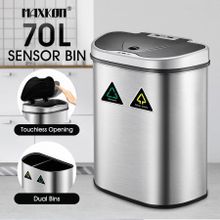 Sensor Rubbish Bin 70L Motion Dual Kitchen Waste Can Auto Recycle Bin Maxkon