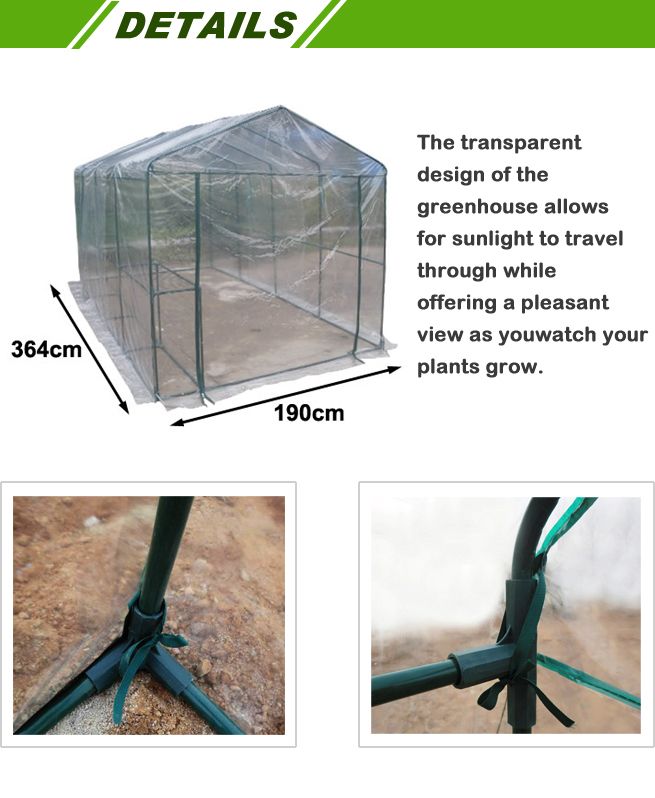 Extra Large Walk-In Garden Greenhouse Shed with PVC Cover and Storage 