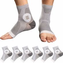 3Pairs Size L Neuropathy Socks Relief Compression Socks 20-30 mmHg  Ankle Sleeves for Arch Support, Achilles Tendonitis Foot Pain Relief (Gray,Large)