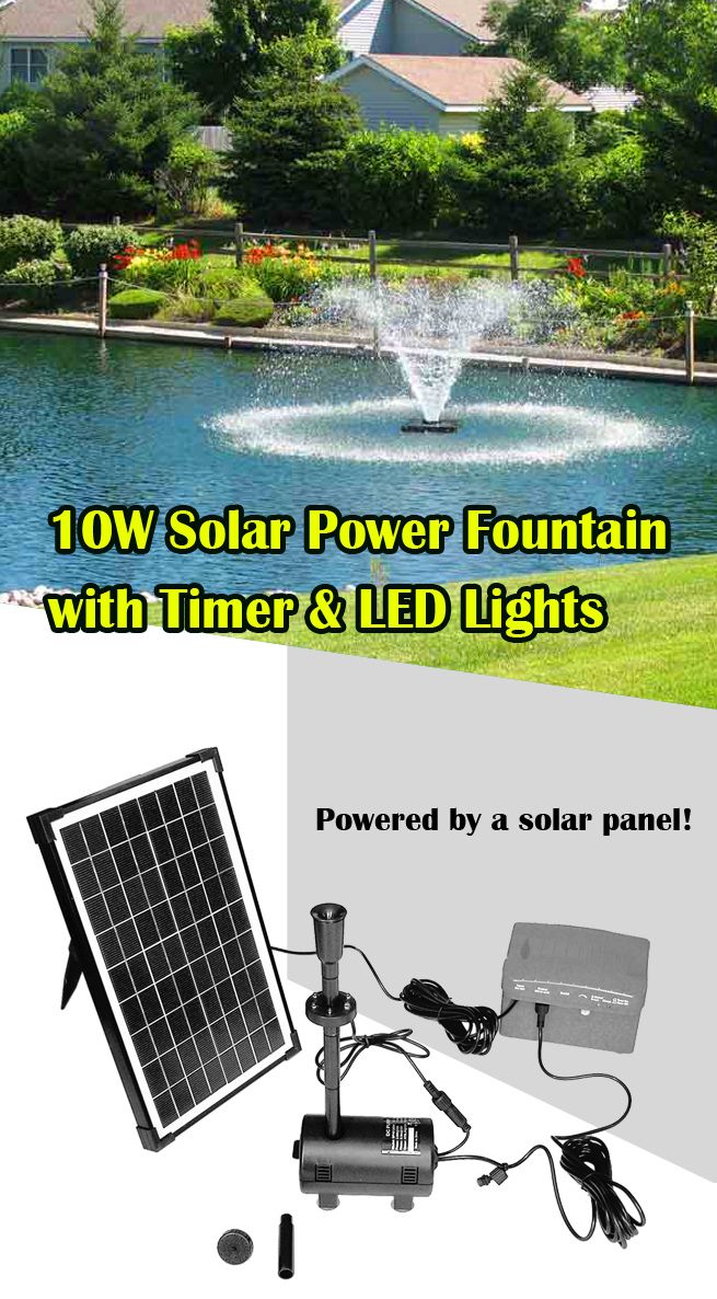 10W Solar Power Fountain/Pond/Pool Water Feature Pump Kit with Timer