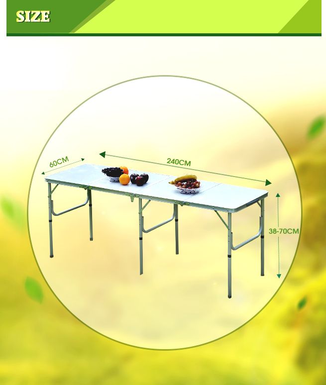 Extra Large Portable Aluminium FoldOut Table for Picnic & Camping