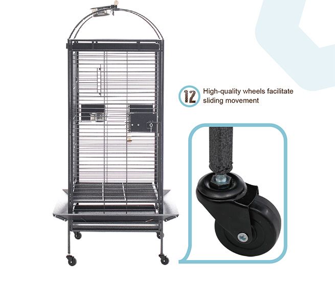 Lacework Bird Cage on Wheels for Medium to Large Size Parrots Gray