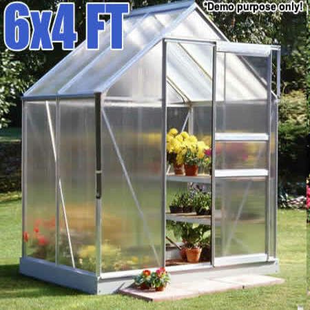 Greenhouse 6x4 Ft Walk In UV Protected Twin Wall Aluminium Frame