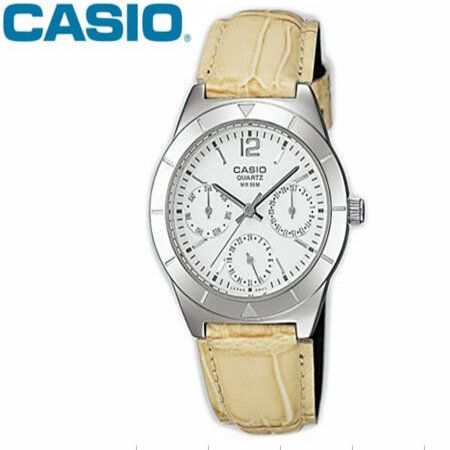 casio digital leather watch in cream