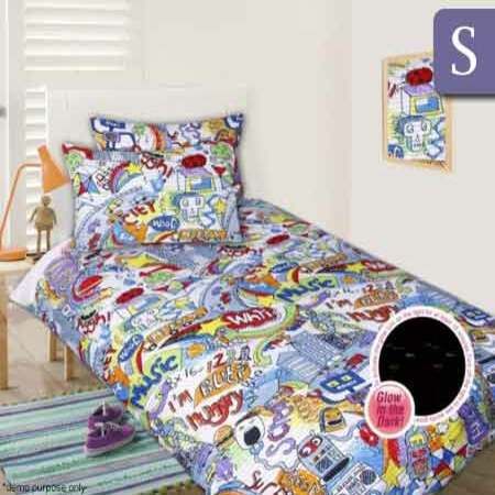 Happy Kids Glow in the Dark Single Bed Quilt Cover Set ...