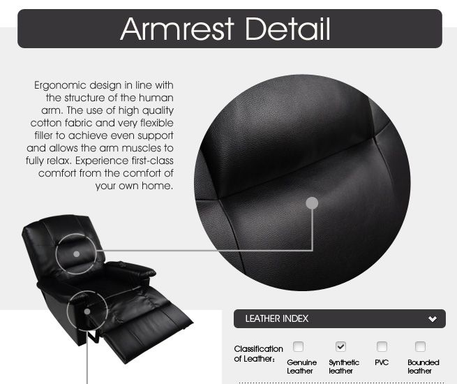 Comfortable PU Leather Massage Lounge Chair Recliner with Remote