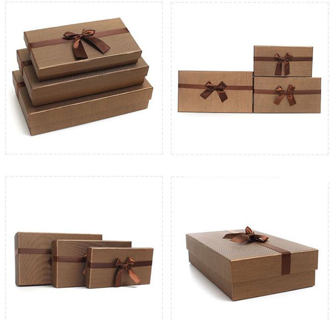 3 pcs Brown Gift Boxes Case For Wedding party Xmas birthday Present