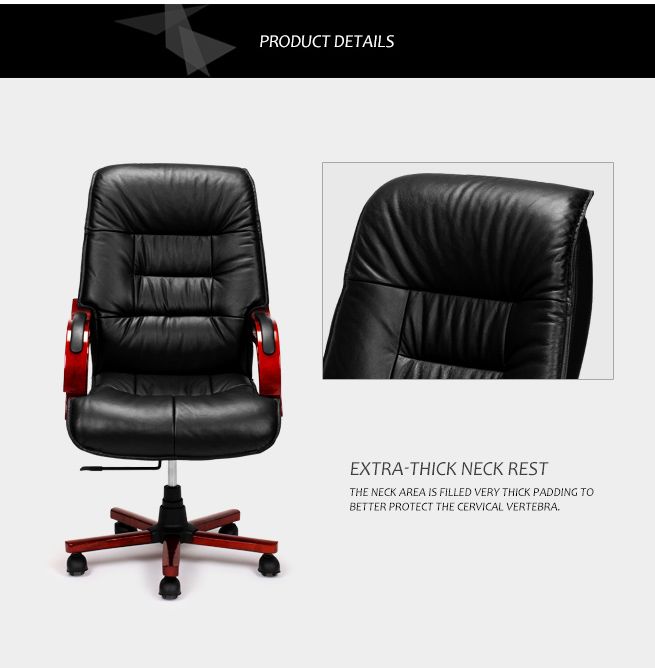 Black Genuine Leather High Back Office Chair Crazy Sales