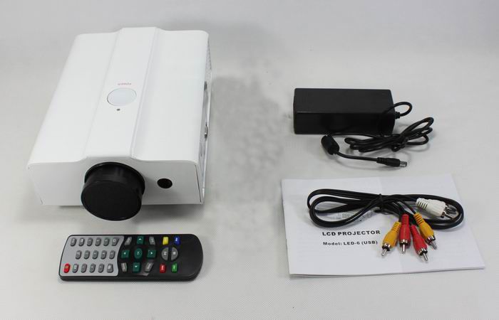 LED-6 1500 Lumens LED Projector with HDMI/Video/VGA/TV Support 1080P - White