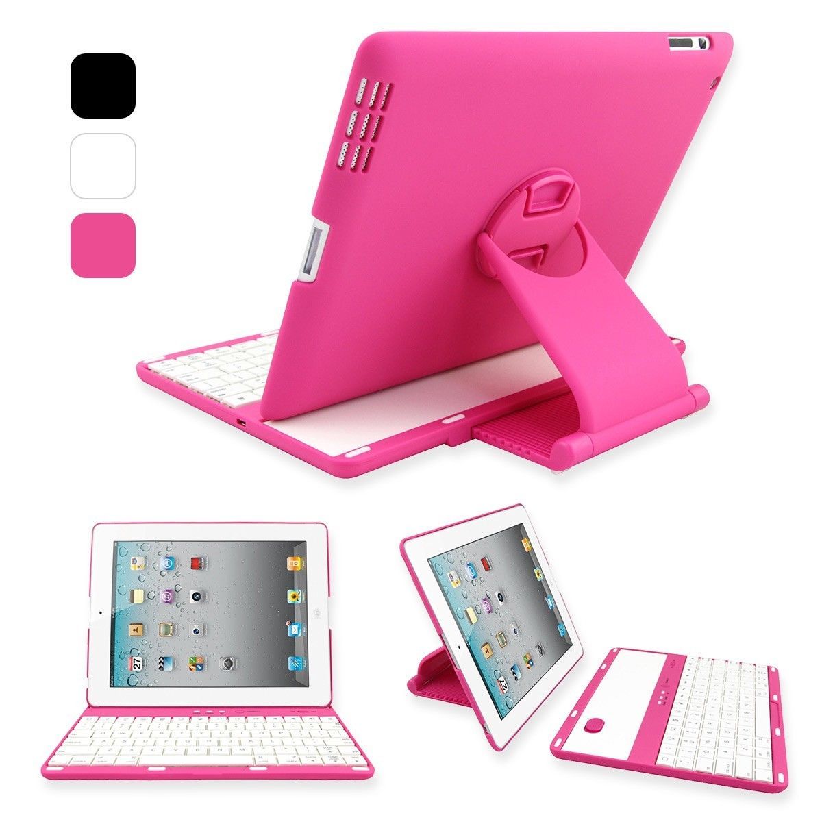 360 Swivel Rotating Bluetooth Wireless Keyboard Case Cover for ipad 2 3