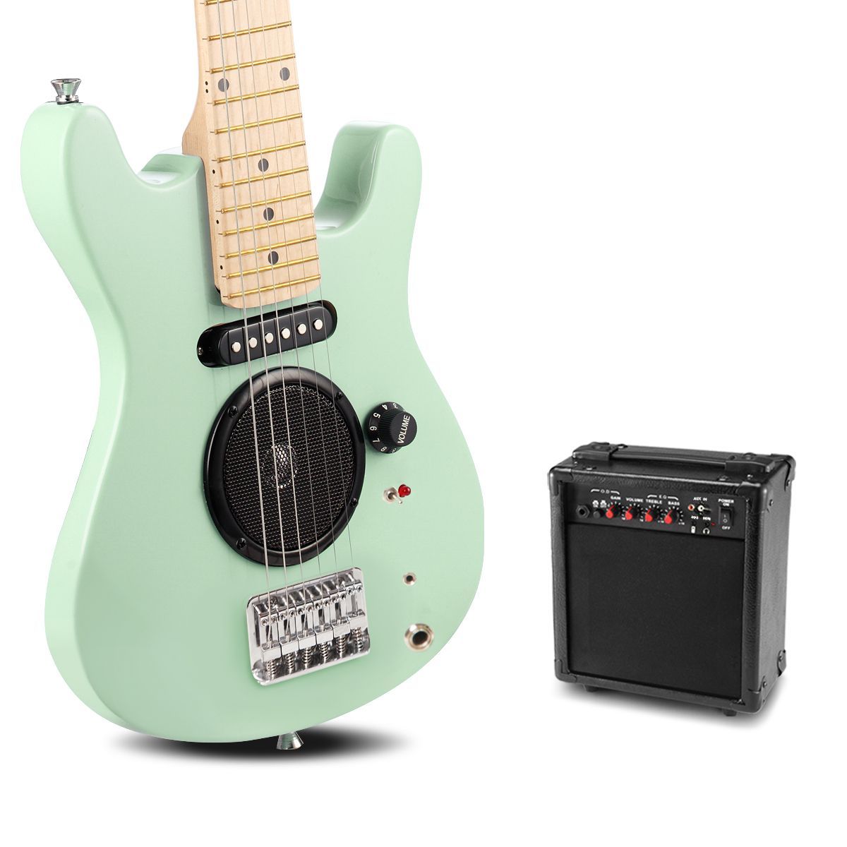 30” Kids Electric Guitar With Built In Speaker Pack & Amp (Apple Green