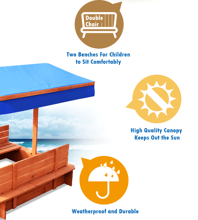 Outdoor Wooden Sandpit with Canopy Crazy Sales