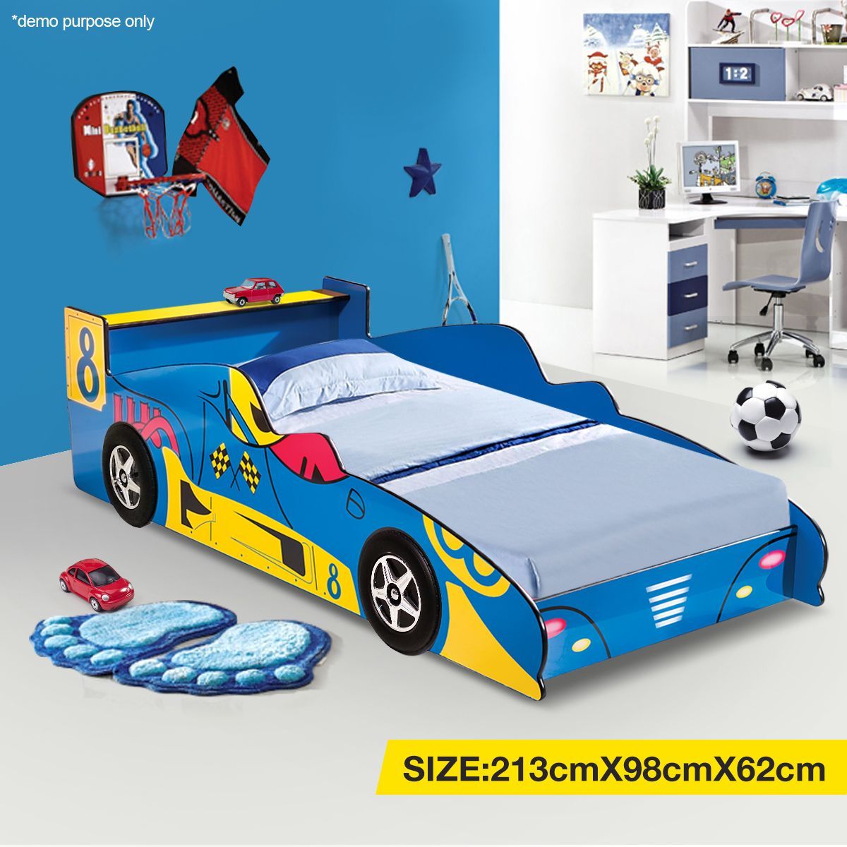 Kids Blue F1 Racing Car Bed 