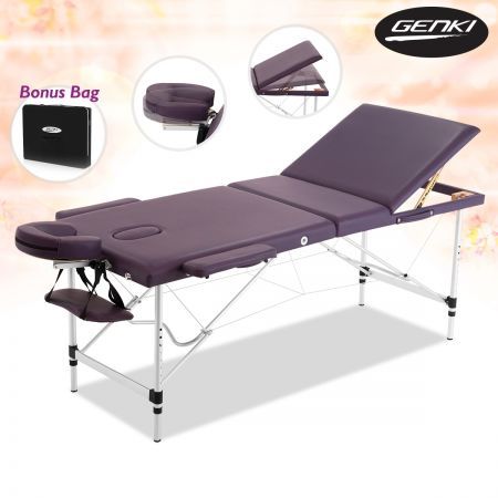 Genki Adjustable Foldable Massage Table with Carry Case-Violet