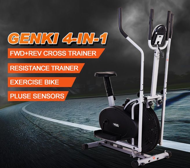 Genki 4 In 1 Elliptical Cross Trainer Exercise Bike