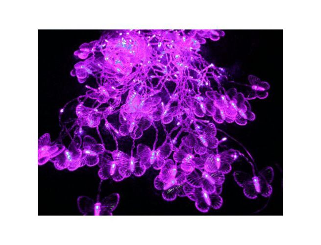 Purple 16 Butterfly 104 LED Curtain String Fairy Light 2x1m Xmas Party - BestDeals.co.nz
