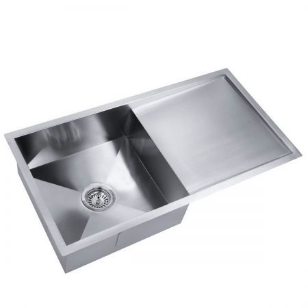 Stainless Steel Kitchen Laundry Sink with Strainer Waste 870x450mm ...