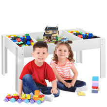 Kids Wooden Activity Table Lego Play Center Toys Storage Desk Compatible with Building Blocks