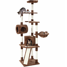 189cm Cat Tree Tower Stand House Scratching Post Scratcher Furniture Pole Cave Condo Climbing Play Gym Frame Castle Hammock