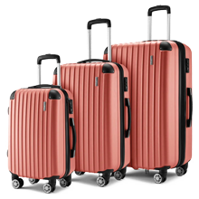 3Pcs Suitcase Luggage Set Expandable Hard Shell Carry On Travel Trolley Lightweight Cabin TSA Lock 2 Covers Rose Gold