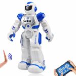 (Blue)Remote Control Robot,Intellectual Gesture Sensor Programmable Robot with Infrared Controller Early Education Robot Toys can Dance Sing Walk