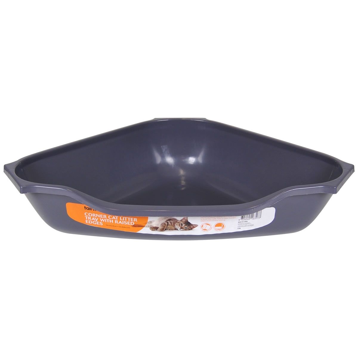 Tail Waggers Corner Cat Litter Tray with Raised Edges Crazy Sales