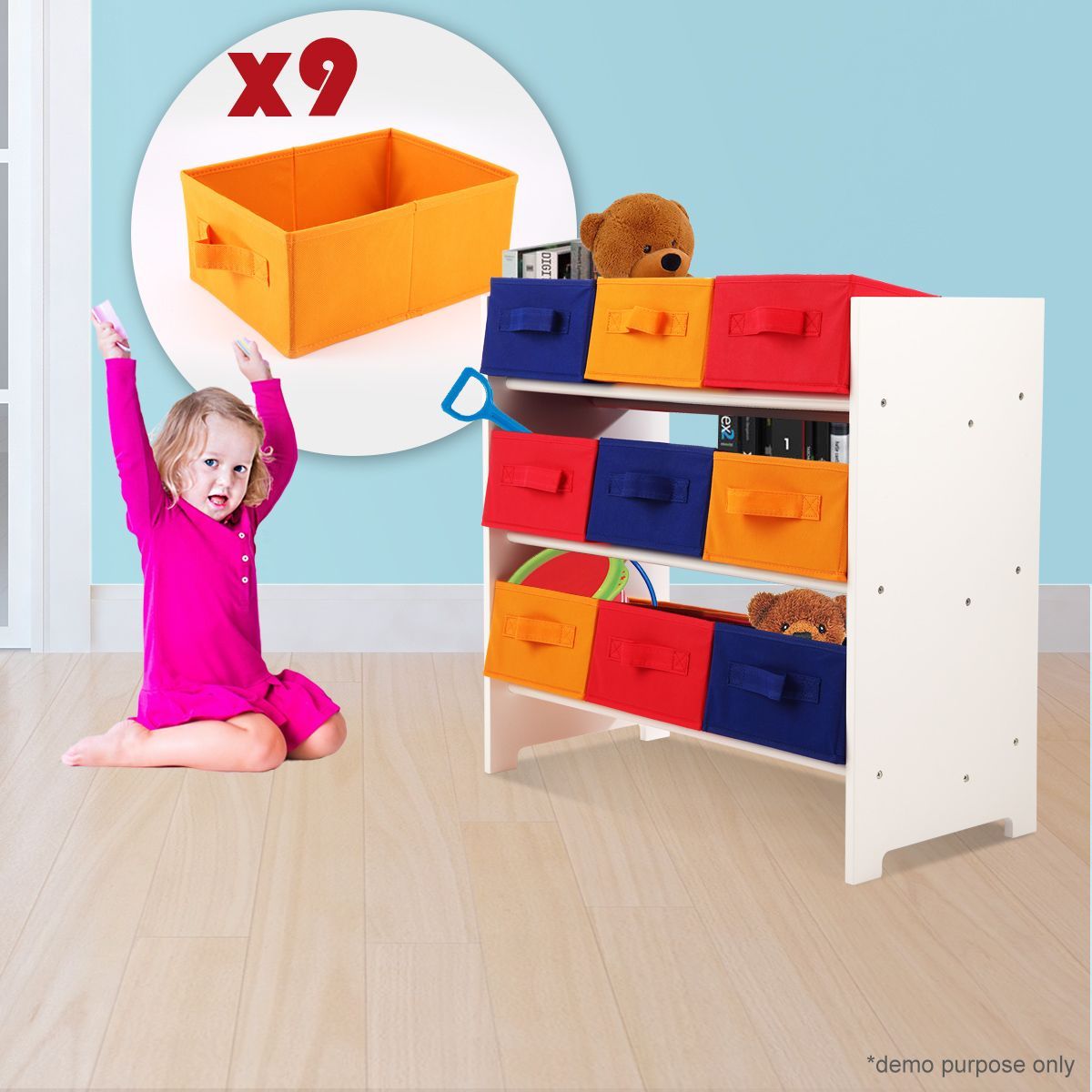 9 Drawer Kids Toy Organiser / Storage Unit Crazy Sales