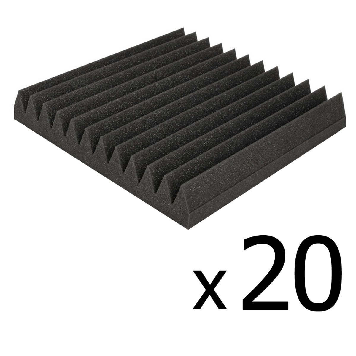 Set of 20 Studio Wedge Acoustic Foam 30 x 30cm - Charcoal | Crazy Sales