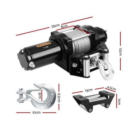 4500lbs Electric Winch ATV 4WD Steel Wire with Remote | Crazy Sales