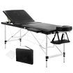 Zenses Massage Table 60cm 3 Fold Aluminium Beauty Bed Portable Therapy Waxing Black