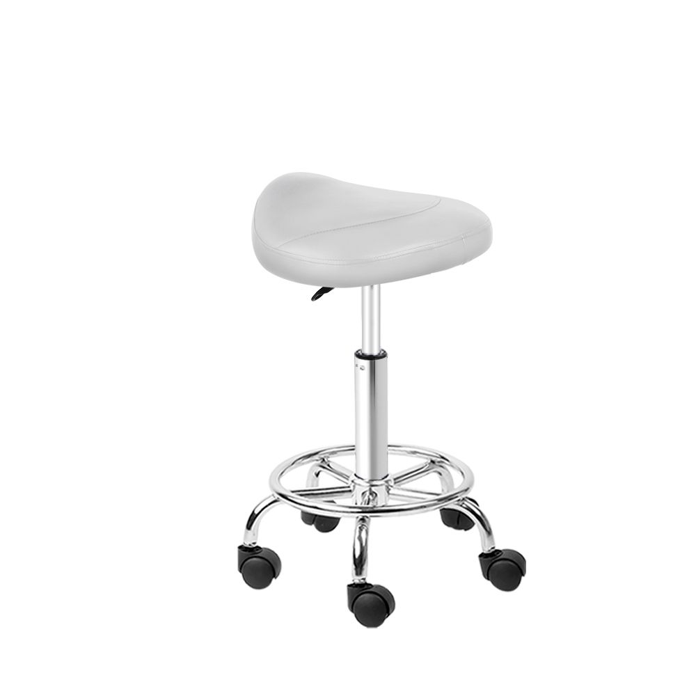 Saddle PU Swivel Salon Stool - White